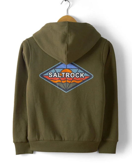 Saltrock Kids Dimensions Colour Sherpa Lined Hoodie - Dark Green