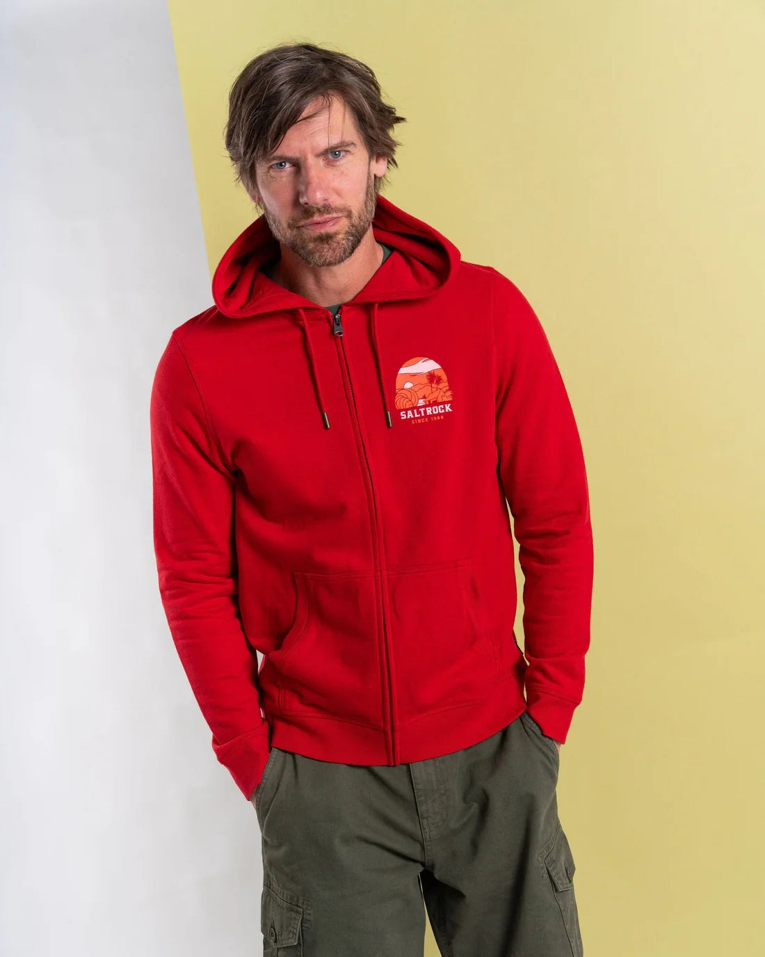 Saltrock Mens Atlantic Adventure Zip Hoodie - Red