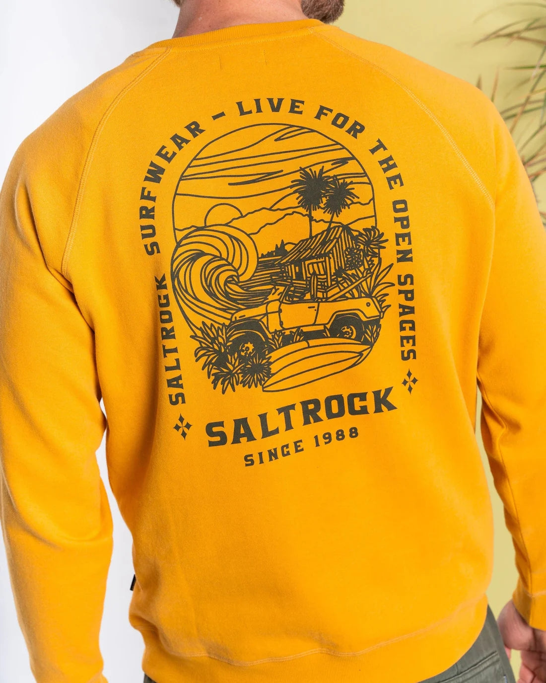 Saltrock Mens Atlantic Adventure Raglan Sweatshirt - Gold Yellow