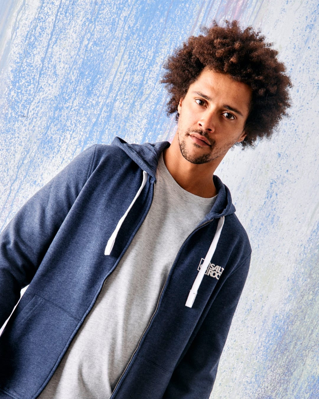 Saltrock Mens Original Zip Hoodie - Blue Marl