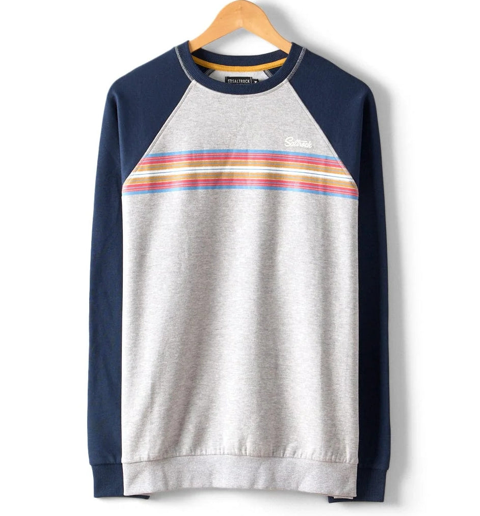 Saltrock Mens Classic Stripe Raglan Sweatshirt - Blue / Grey