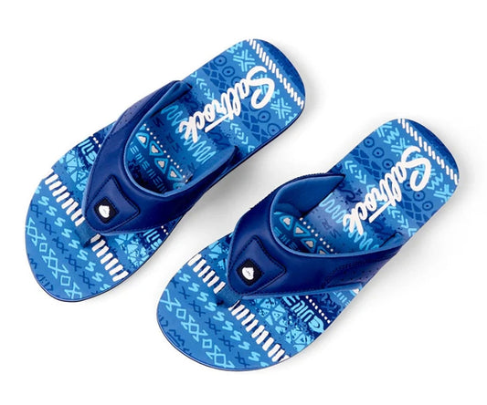 Men's Saltrock Marks flip flops in Blue an Aztec style printed footbed.