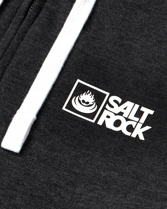 Men's Saltrock Original 20 Dark Grey plain hoodie with small logo printed on the chest.