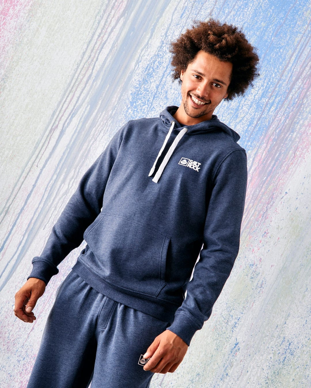 Saltrock Mens Original Pop Hoodie - Blue Marl