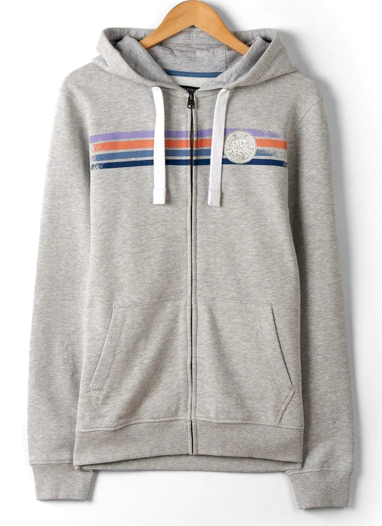 Saltrock Mens Spray Stripe Zip Hoodie Grey Salt Cellar Clothing