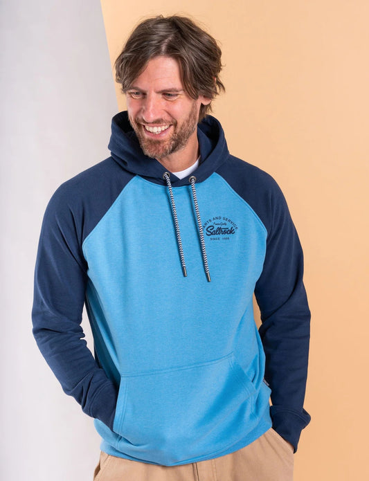 Saltrock Mens Strike Logo Raglan Pop Hoodie - Blue
