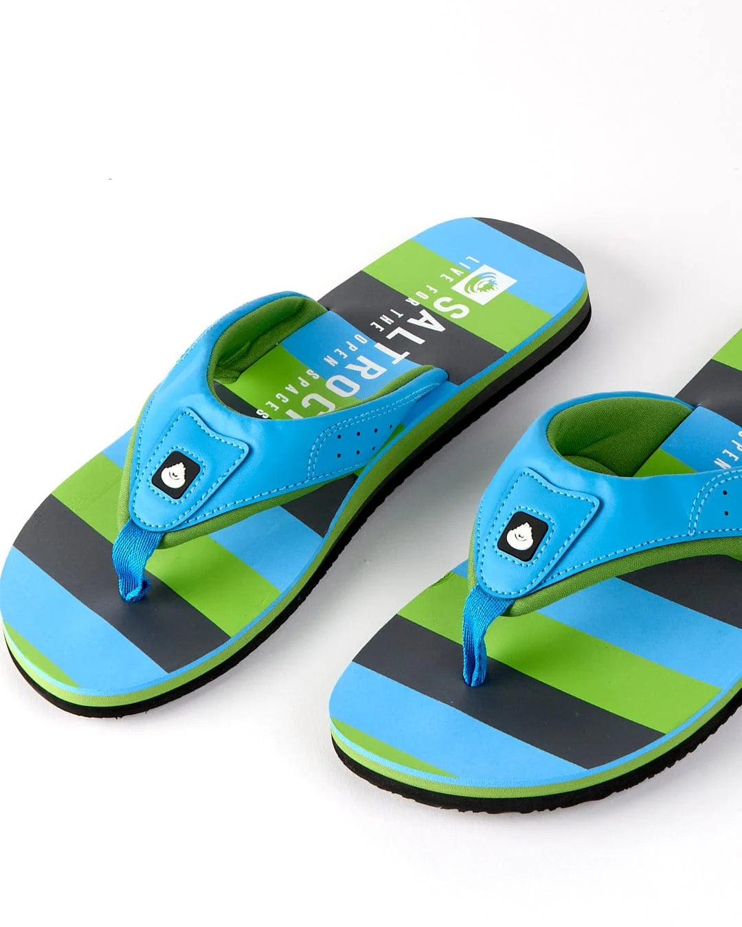 Saltrock Mens Striped Print Flip Flops - Blue