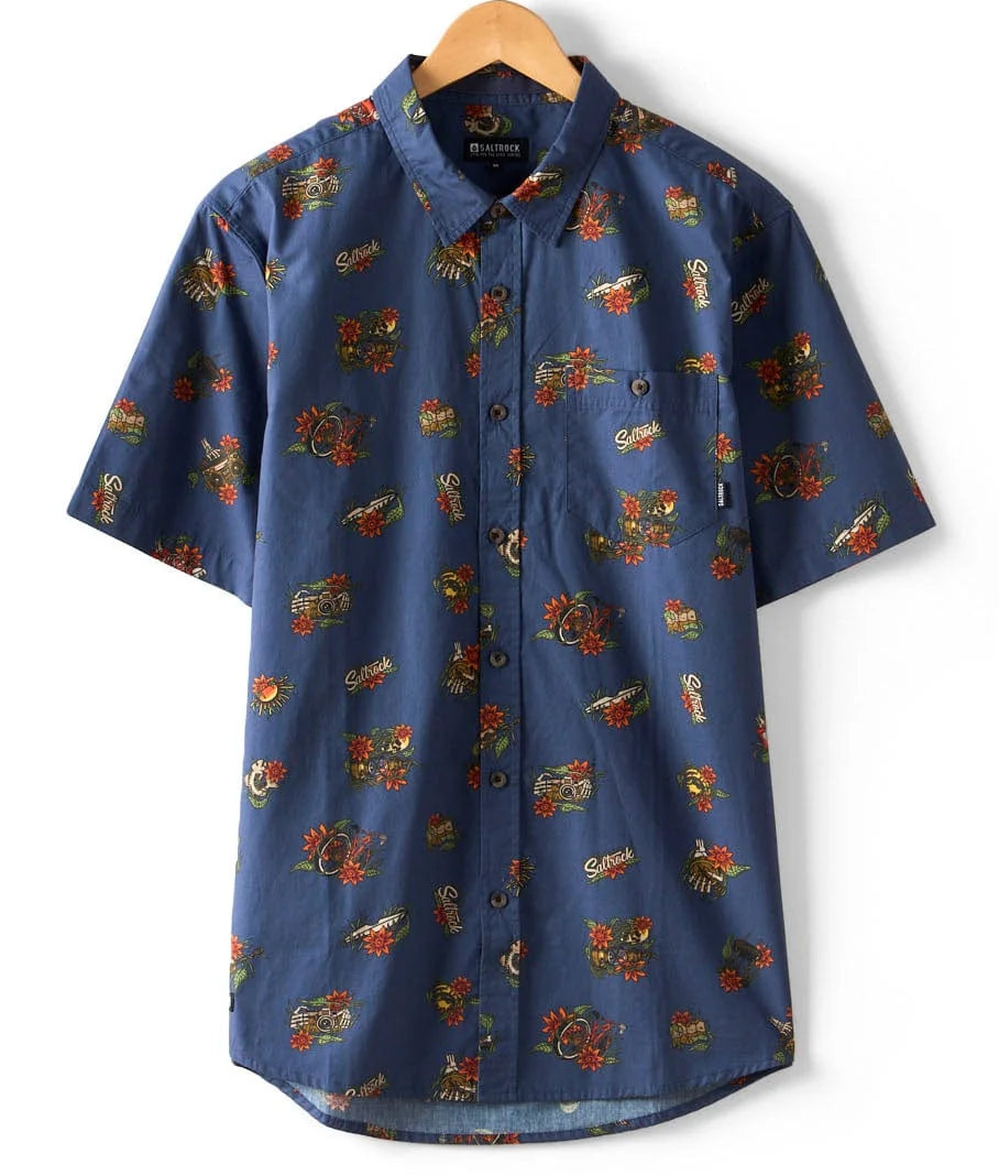 Saltrock Mens Wanderer Short Sleeve Shirt - Blue