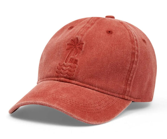 Saltrock adults washed effect embroidered Palm Cap in Burnt Orange.