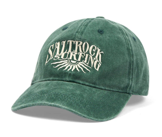 Saltrock adults washed effect embroidered Sunburst Cap in Green.