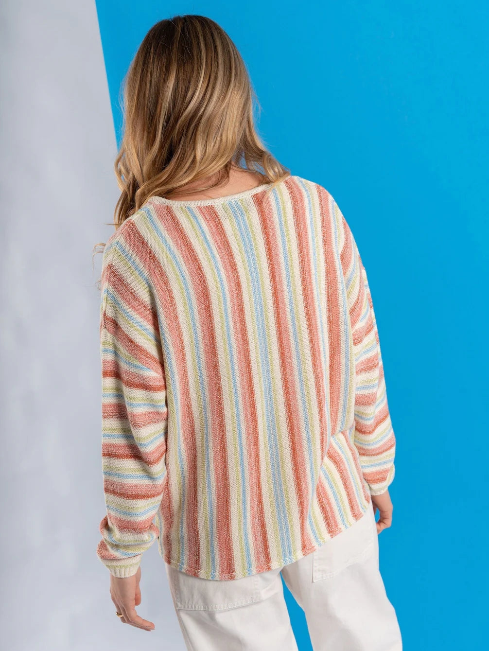 Saltrock Womens Camps V-Neck Vertical Stripe Knitted Jumper - Cream