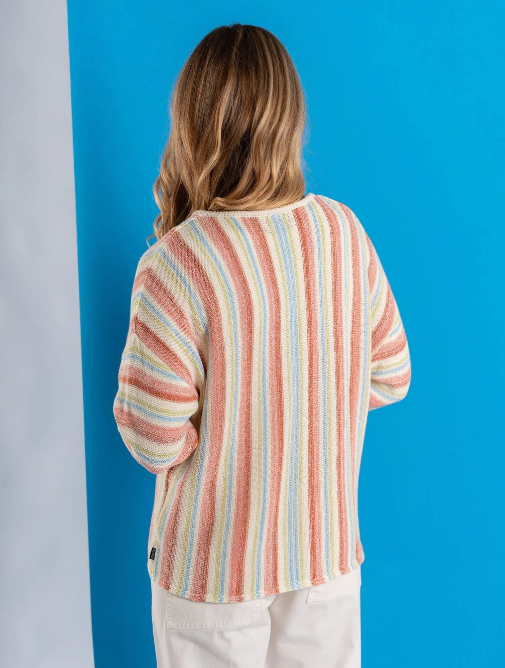 Saltrock Womens Camps V-Neck Vertical Stripe Knitted Jumper - Cream