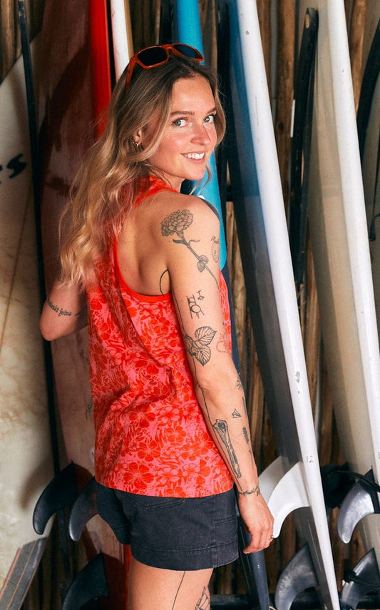 Saltrock Womens Hibiscus Print Vest - Red