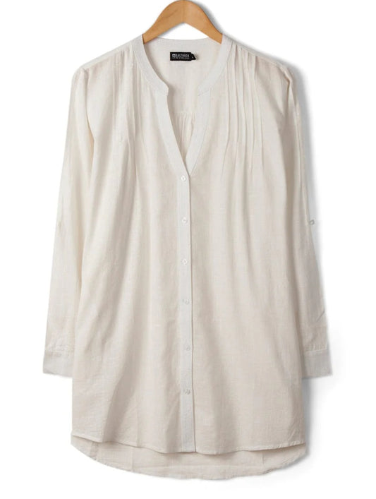 Women's Saltrock long sleeve loose fit white Karthi shirt.