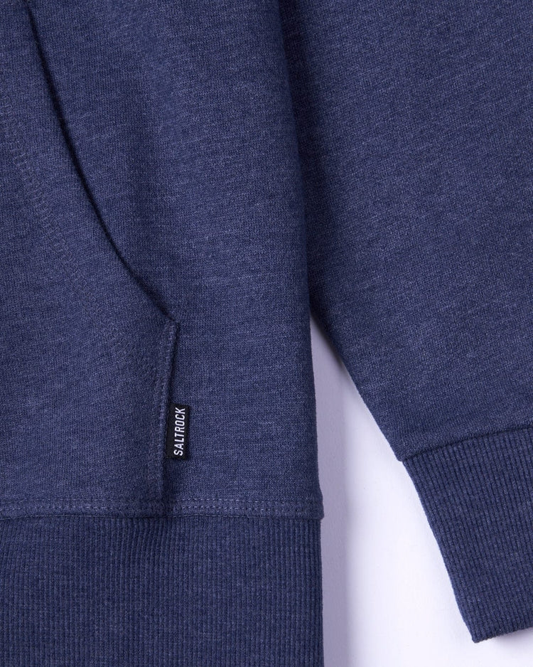 Saltrock women's Velator pop hoodie in Dark Blue with tummy pocket and elasticated cuffs and bottom hem.