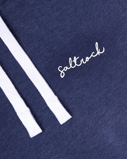 Women's Saltrock Velator pop hoodie in Dark Blue with small white raised print chest logo.