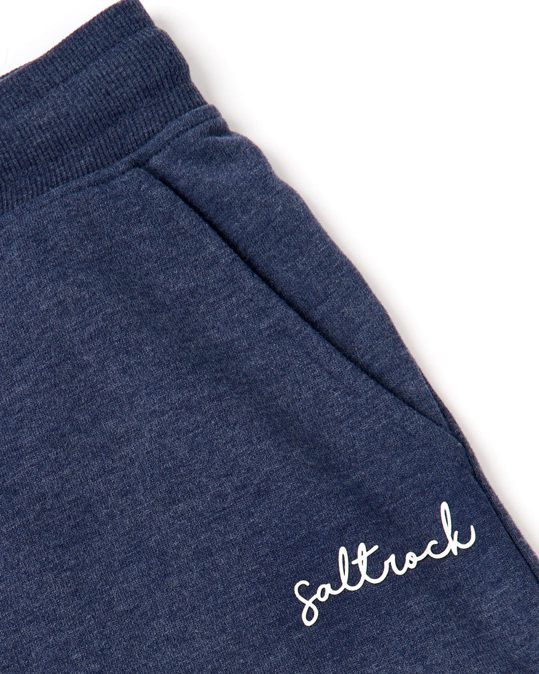 Women's Blue Marl Velator elastic waist sweatshorts from Saltrock with small logo on the front and hip pockets.
