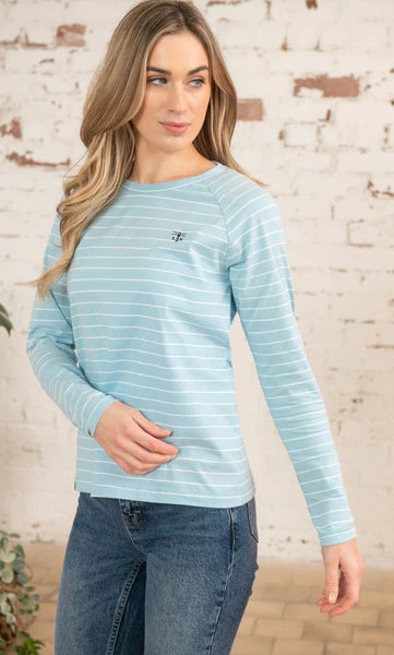 Lighthouse Womens Seashore Long Sleeve Tee - Pale Blue Stripe