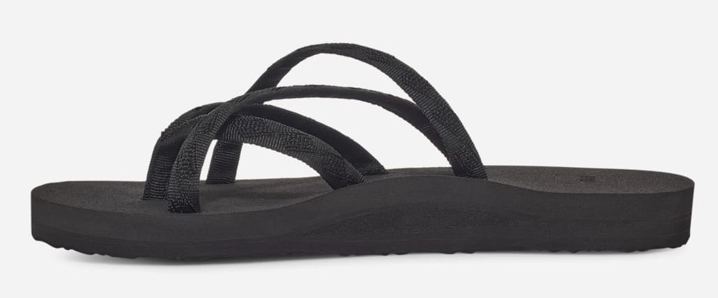 Teva women's webbing strap sandal flip flops in Black on Black.