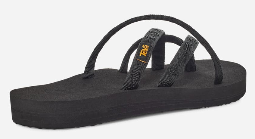 Women's slip on multi strap Teva Olowahu plain Black sandals.