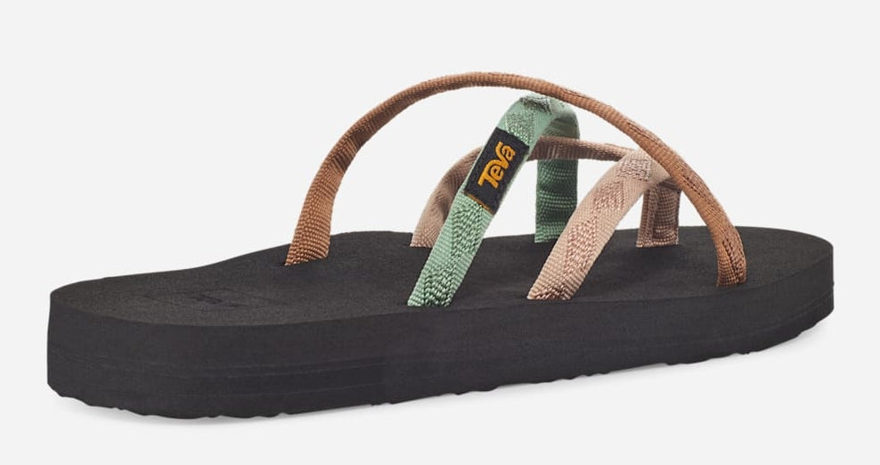 Teva women's webbing strap sandal flip flops in Maple Sugar Multi.