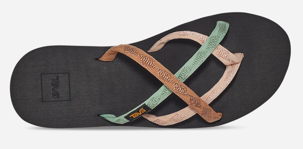 Teva women's Olowahu cross over strap webbing sandals in Maple Sugar Multi.