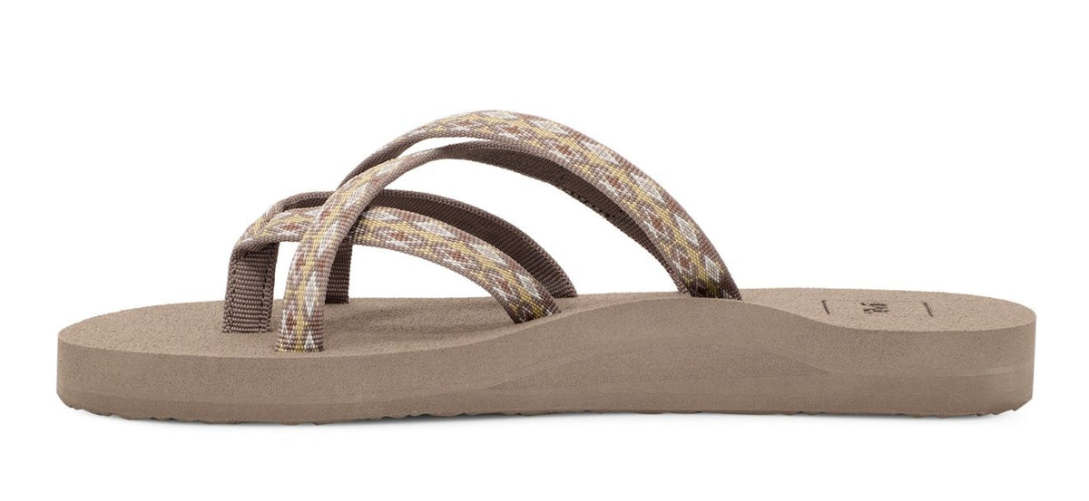 Women's slip on multi strap Teva Olowahu Kaleidoscope Neutral sandals.