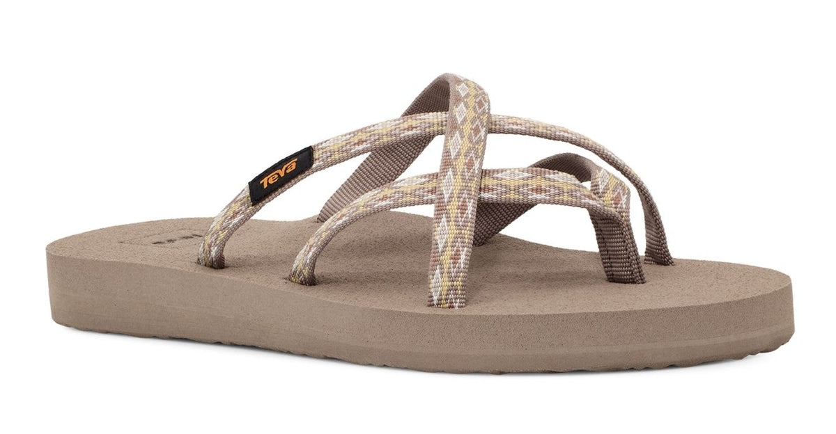 Womens lightweight Olowahu webbing strap sandal flip flops in Kaleidoscope Neutral.