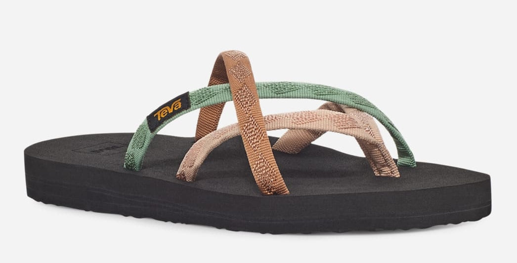 Womens lightweight Olowahu webbing strap sandal flip flops in Maple Sugar Multi.