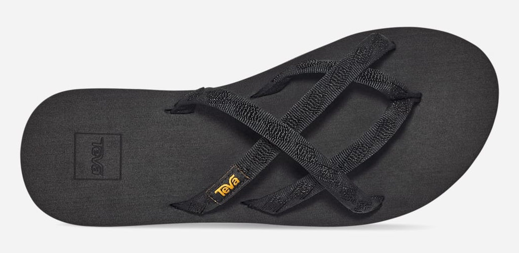 Teva women's Olowahu cross over strap webbing sandals in Black on Black.