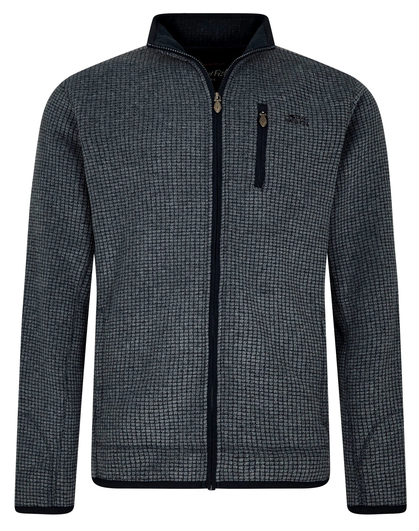 Weird Fish Mens Rossten Full Zip Grid Fleece - Navy