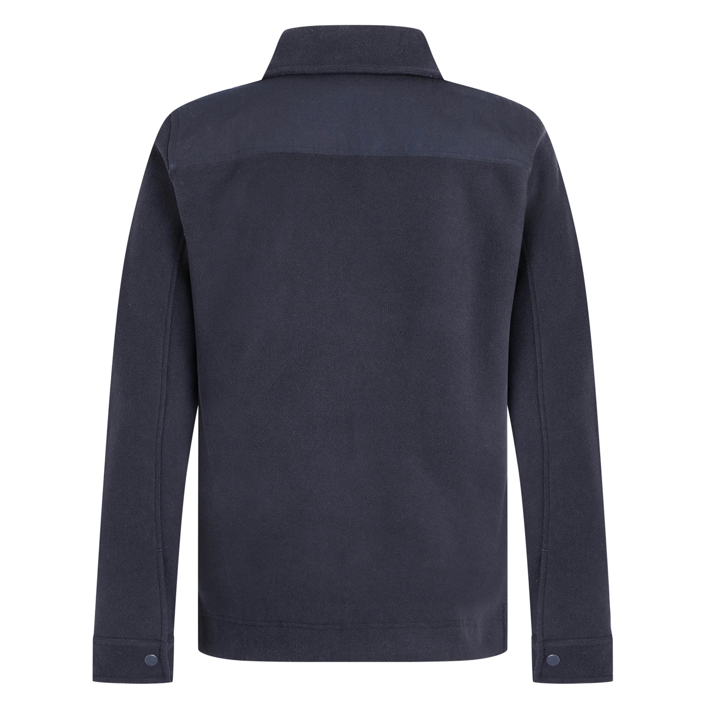Back view of a mens Weird Fish Boyd navy blue fleece jacket on a white background