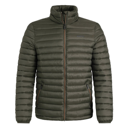 Front view of a Weird Fish Crantock padded showerproof jacket in Anthracite