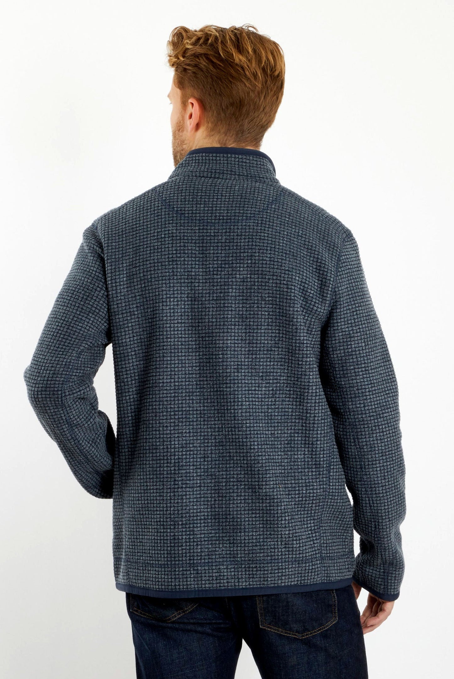 Weird Fish Mens Rossten Full Zip Grid Fleece - Navy