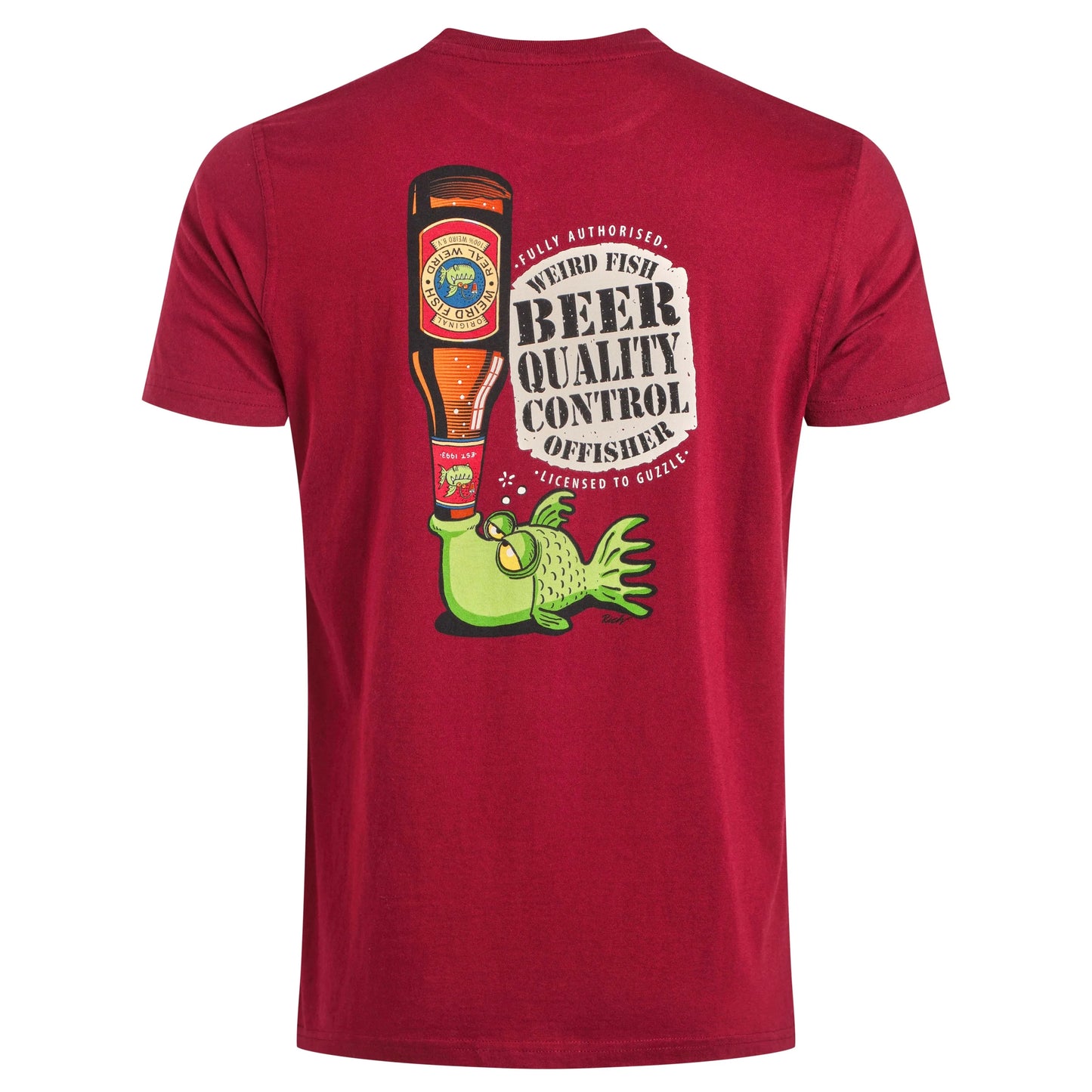 Weird Fish Mens Beer Offisher T-Shirt in Garnet Red