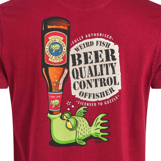 Weird Fish Mens Beer Offisher T-Shirt in Garnet Red