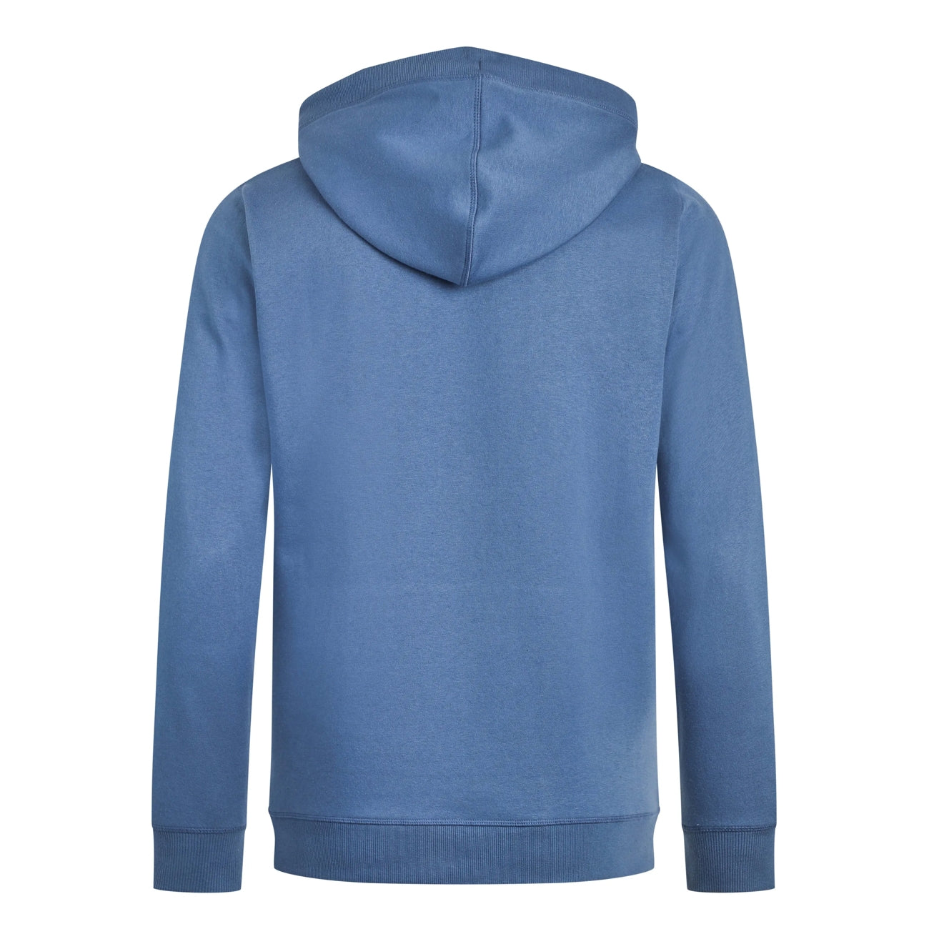 Back view of a blue mens Weird Fish Bryant hoodie on a white background