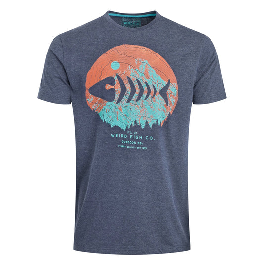 Weird Fish Mens Explorer Print T-Shirt Navy