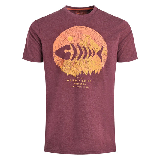 Weird Fish Mens Explorer Print T-Shirt Aubergine