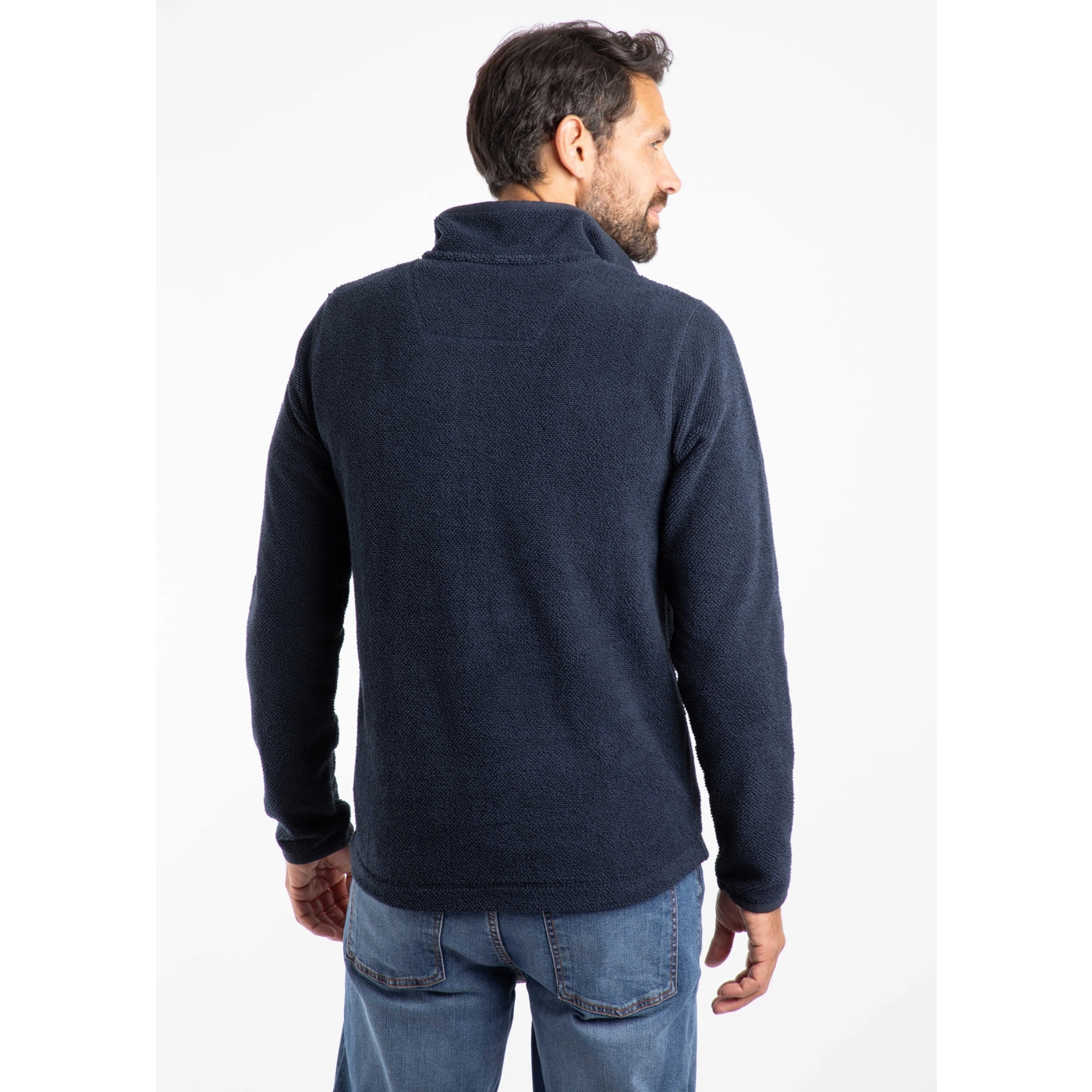 Weird Fish Mens Errill Quarter Zip Textured Fleece Midnight Navy