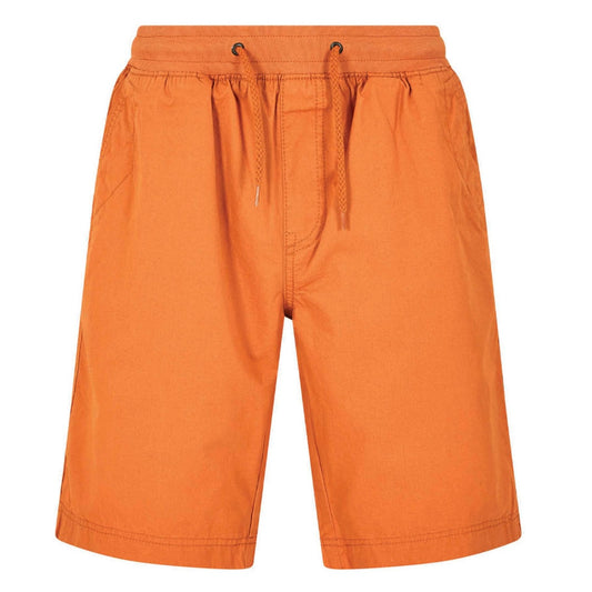 Front view of Weird Fish mens Murrisk Orange shorts with drawstring waist and relaxed fit