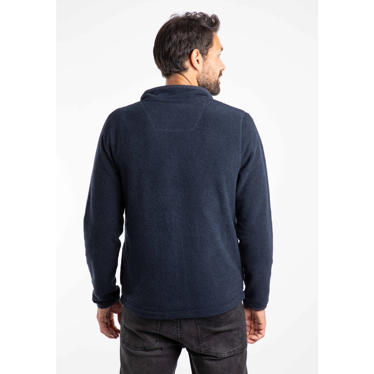 Weird Fish Mens Merrill Full Zip Textured Fleece Midnight Navy