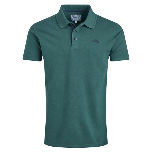 Weird Fish mens polo shirt Forest Green short sleeve classic fit with button collar
