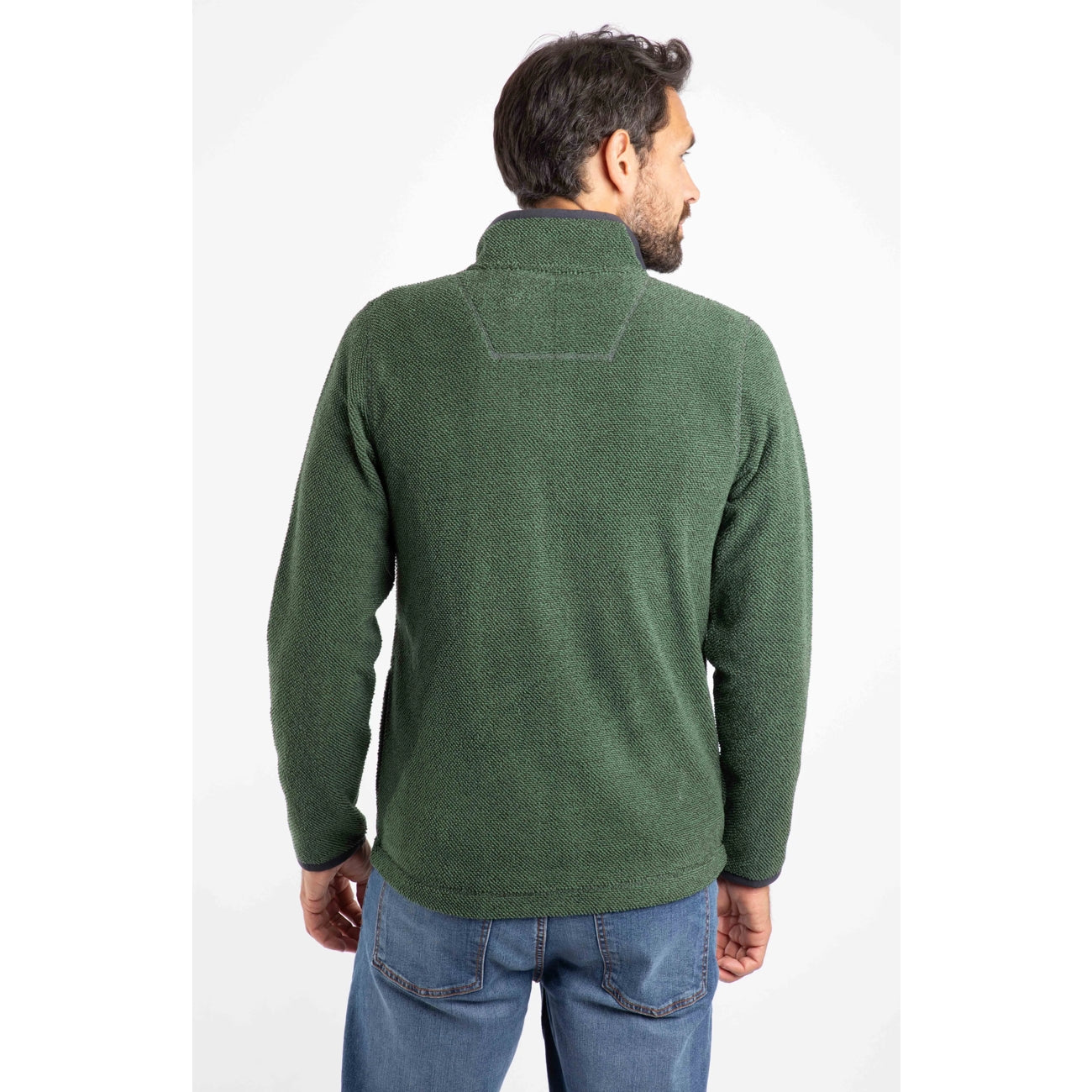 Weird Fish Mens Merrill Full Zip Textured Fleece Shaded Spruce Green