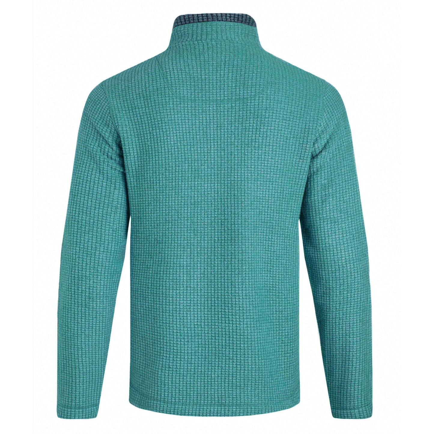 Weird Fish mens Shires full zip grid fleece Leaf Green shown from the back with textured fabric
