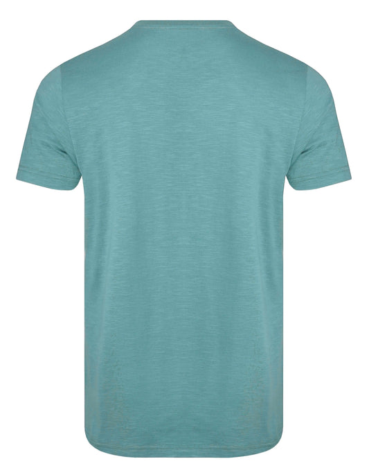 Weird Fish mens t-shirt blue in solid light blue color showing the back side with short sleeves