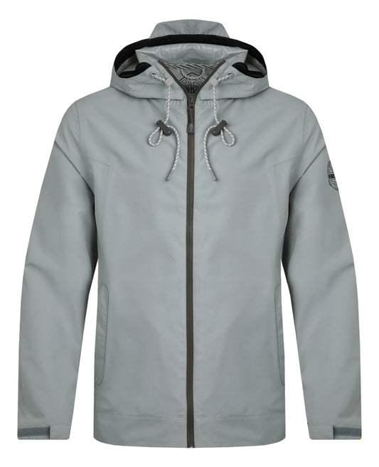 Weird Fish mens waterproof jacket grey with hood and zipper front for outdoor protection