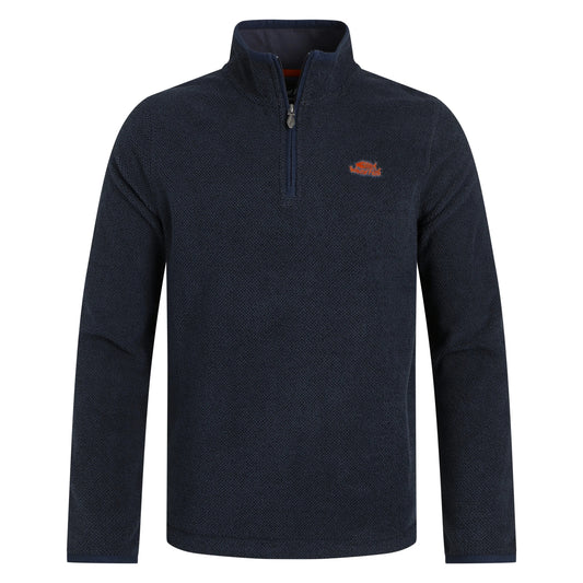 Weird Fish Mens Errill Quarter Zip Textured Fleece Midnight Navy