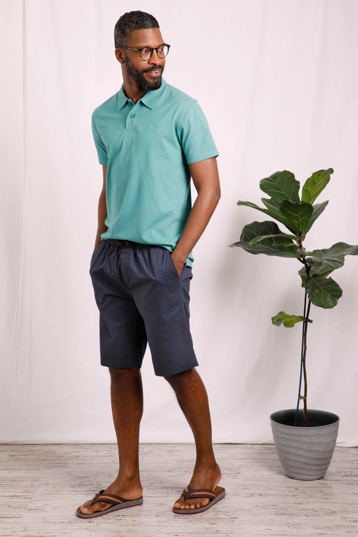 Weird Fish Mens Murrisk Relaxed Casual Shorts - Navy / Red Trim