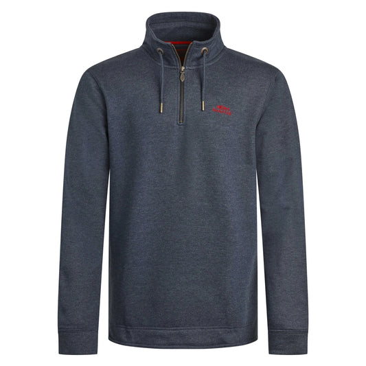Weird Fish Navy blue Brampton sweatshirt with a red logo on a white background